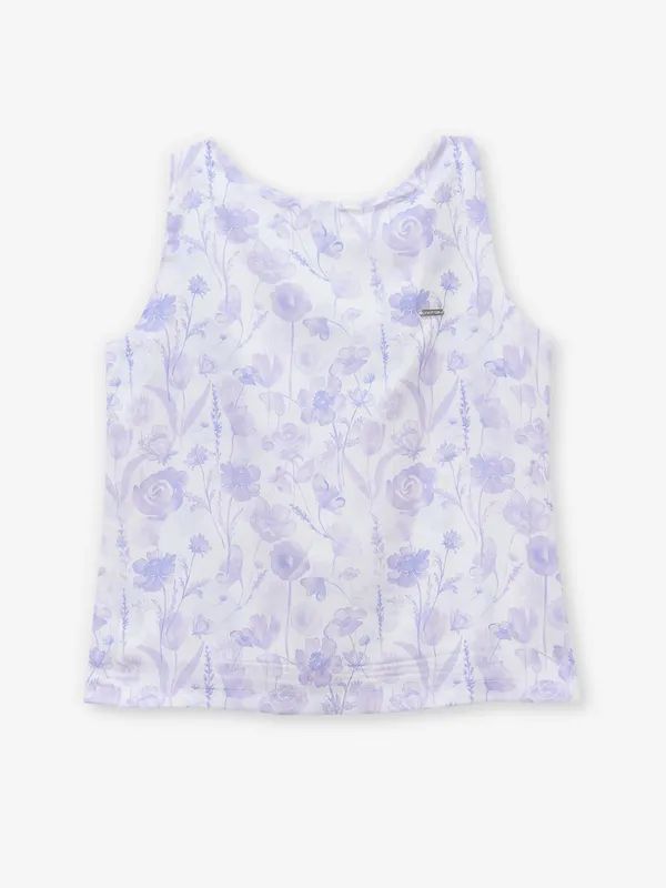 TINY GIRL white and purple cotton silk top