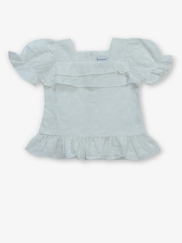 TINY GIRL white cotton top for girls
