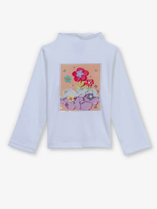 TINY GIRL white lycra full sleeves top