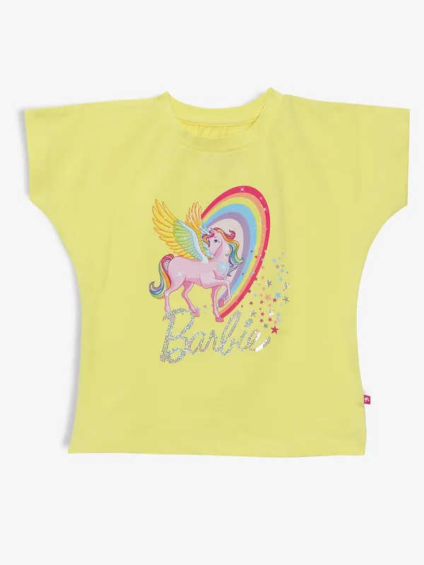 TINY GIRL yellow printed cotton t-shirt