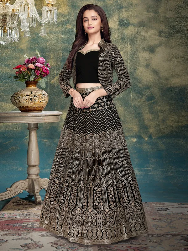 Traditional black georgette lehenga choli