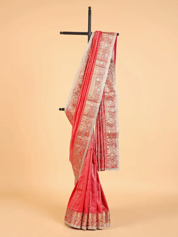 Traditional red kanjivaram silk saree