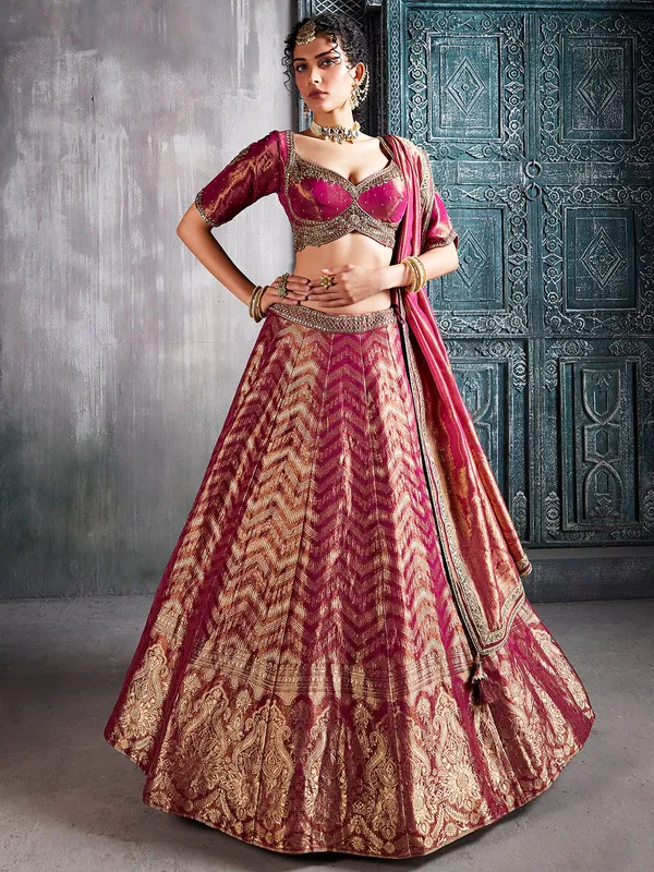 Traditional wine silk lehenga choli