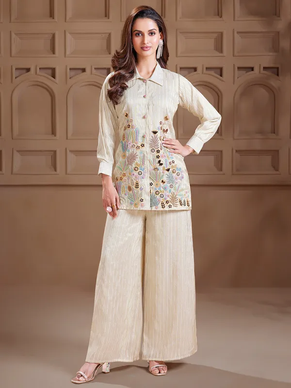 Trendy beige palazzo salwar suit