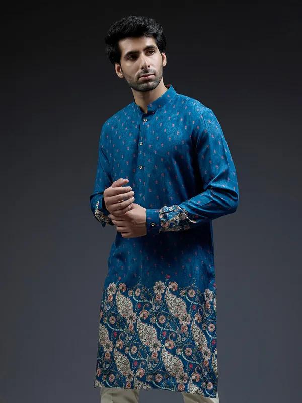 Trendy blue zarookha printed kurta suit suit