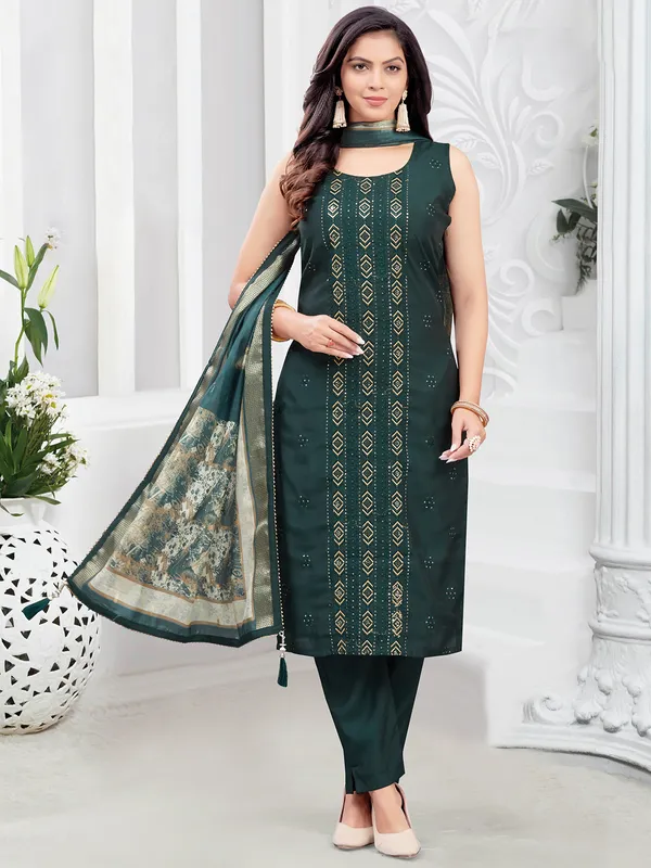 Trendy bottle green salwar suit