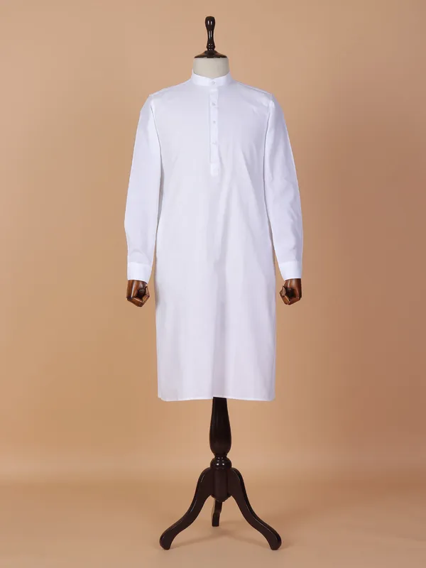 Trendy cotton white kurta suit