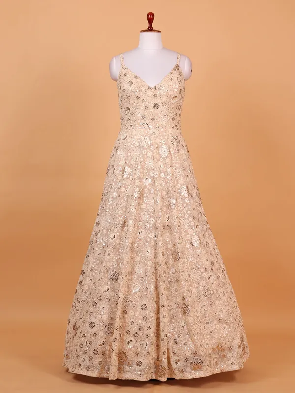 Trendy cream georgette anarkali suit