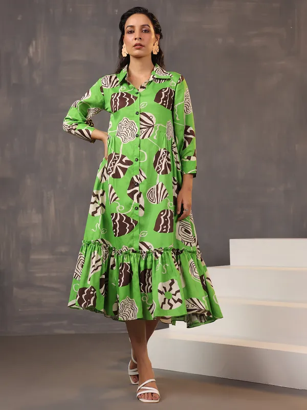 Trendy green silk kurti