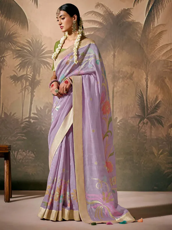 Trendy lavender paithani saree