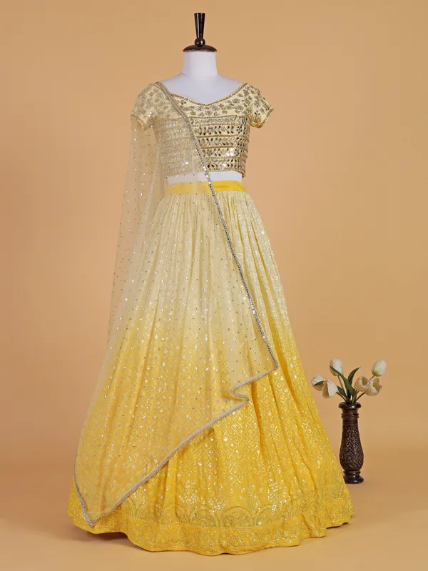 Trendy light yellow georgette lehenga choli