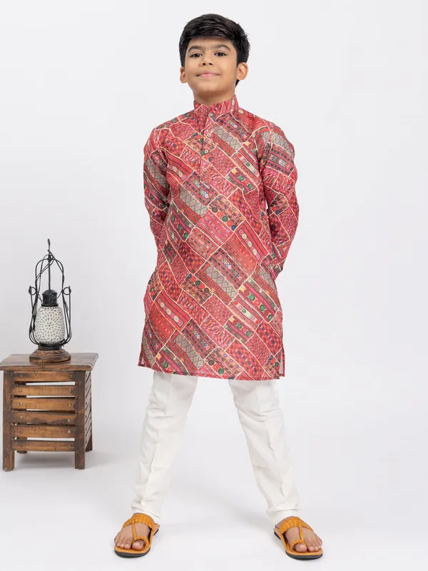 Trendy maroon cotton printed kurta