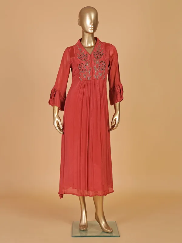 Trendy maroon silk kurti