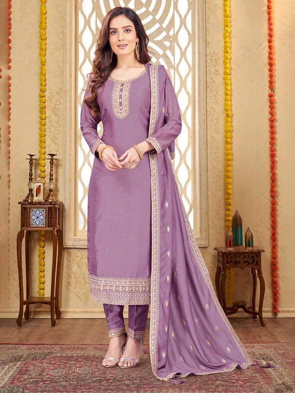 Trendy mauve purple salwar suit
