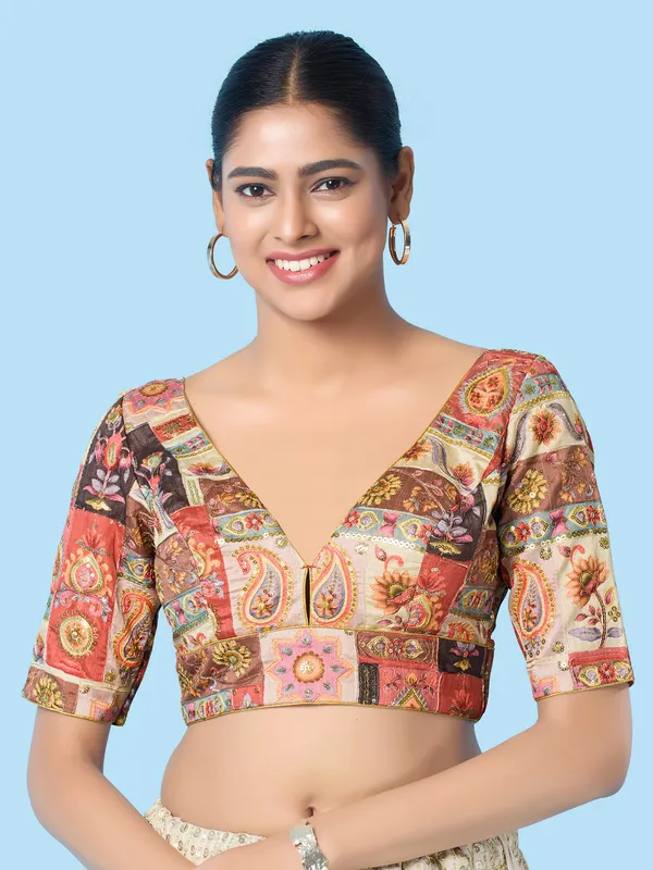 Trendy multi color printed blouse