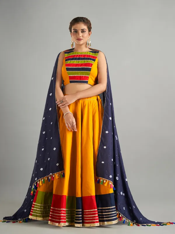 Trendy mustard yellow cotton chaniya choli