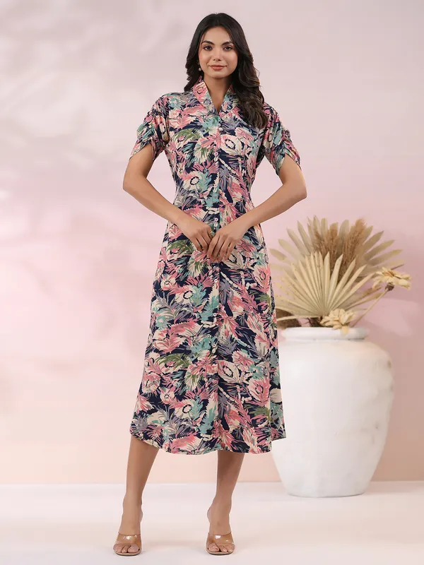Trendy navy printed casual kurti