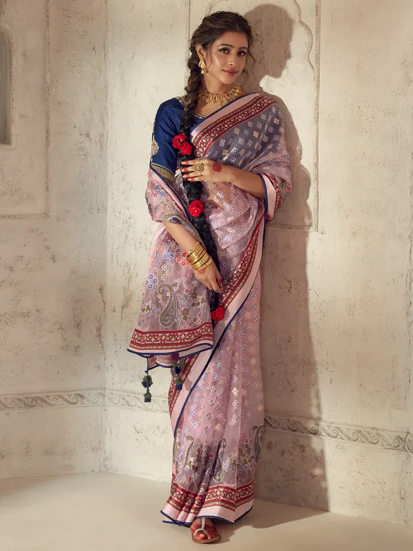 Trendy pink brasso saree