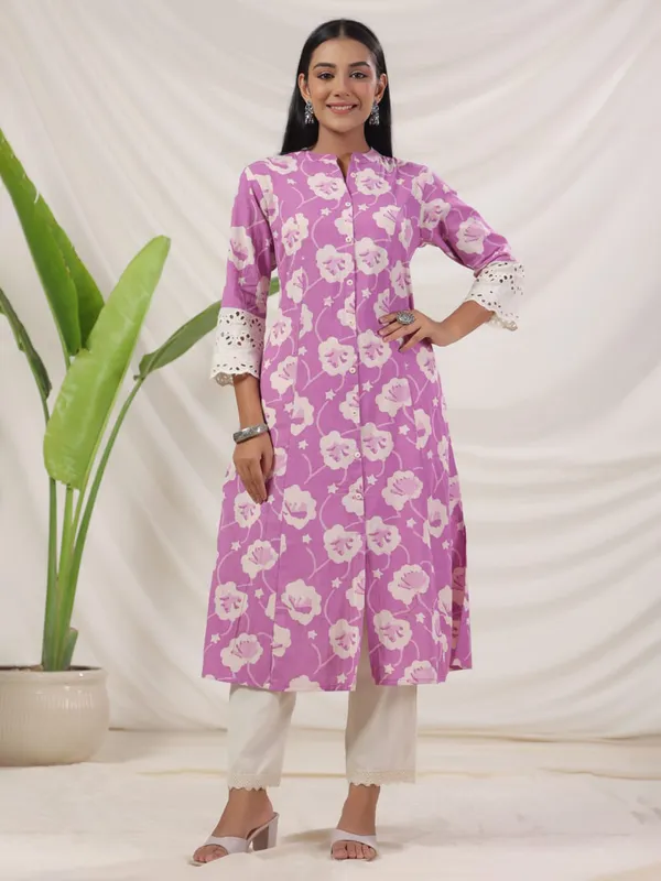 Trendy purple cotton kurti