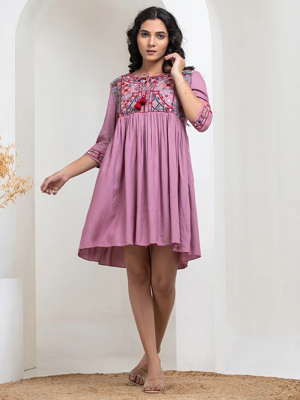 Trendy purple cotton kurti for casual
