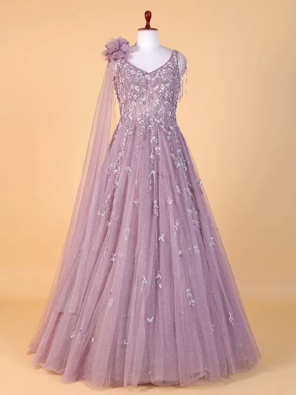 Trendy purple designer gown