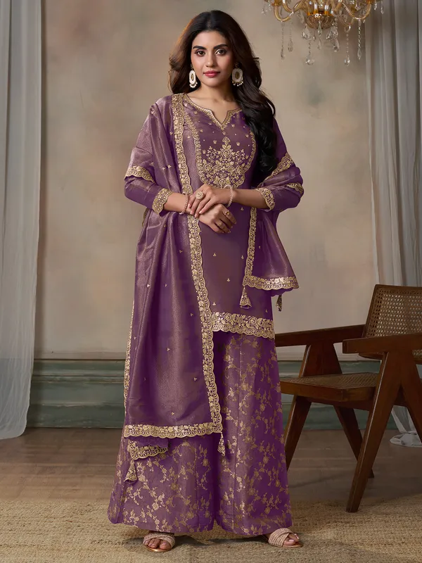 Trendy purple palazzo salwar suit