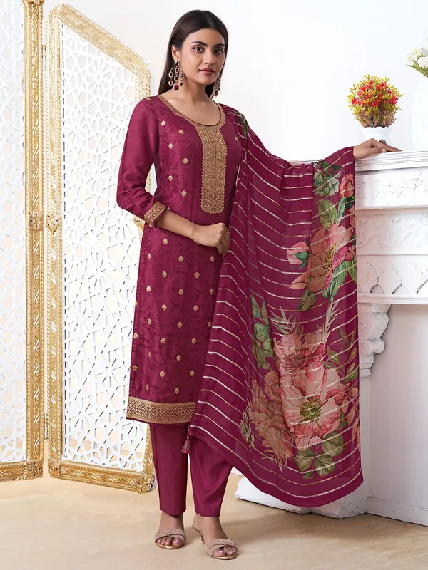 Trendy wine salwar suit for festive