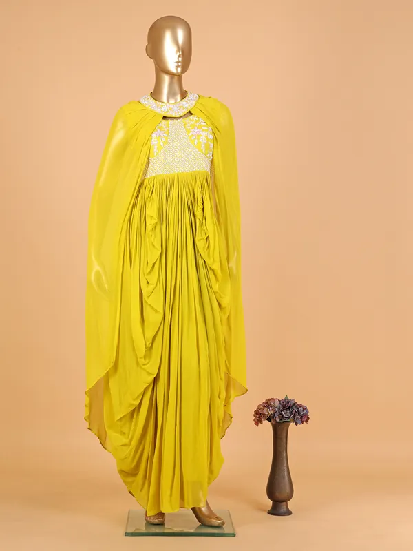 Trendy yellow georgette designer suit