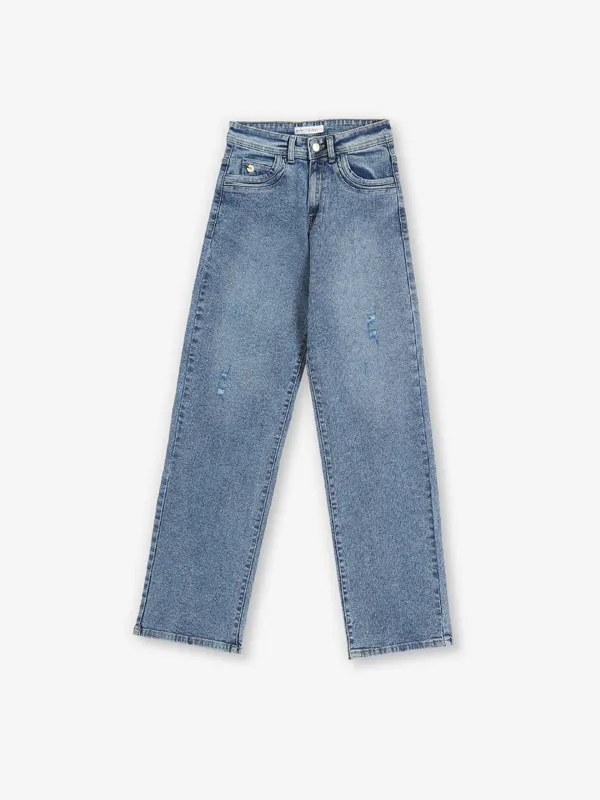 TRIXY washed blue straight jeans