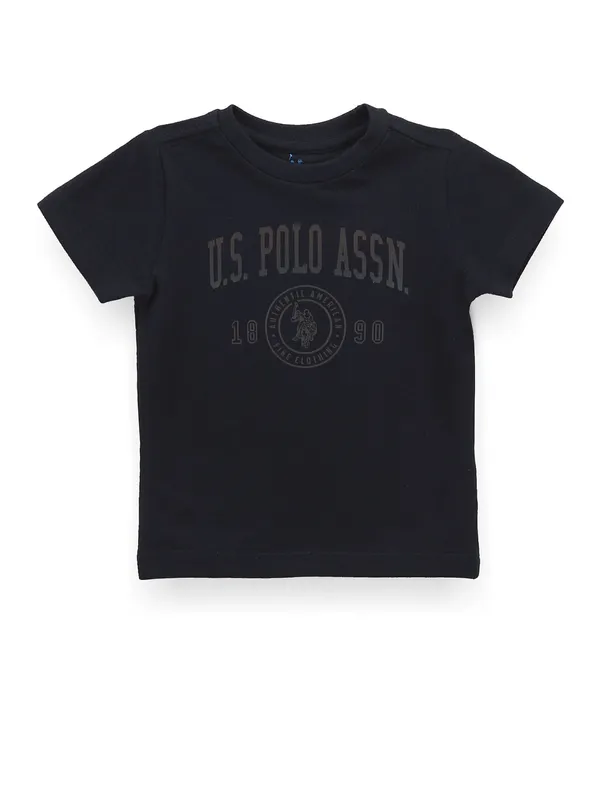 U S POLO ASSN black plain cotton t-shirt