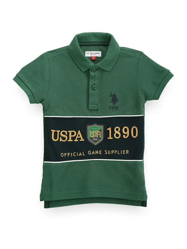 U S POLO ASSN green cotton polo collar t-shirt
