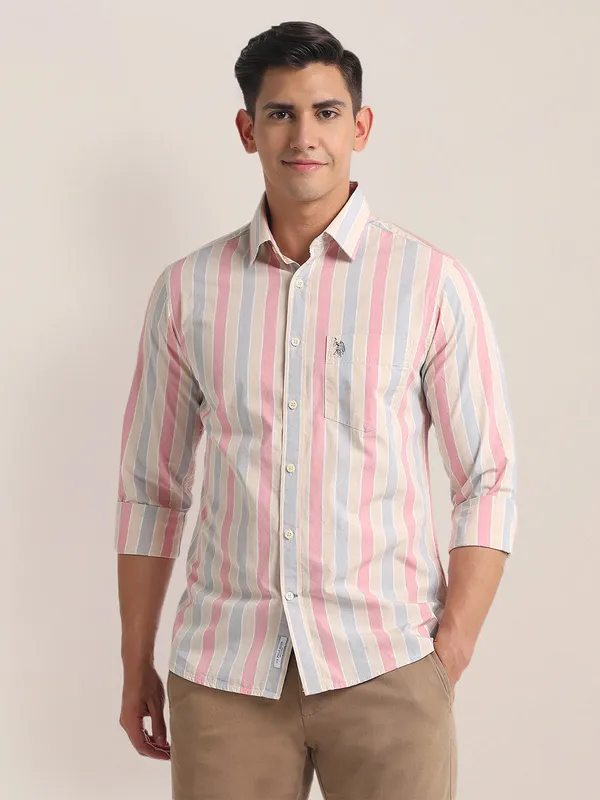 U S POLO ASSN multi color stripe cotton shirt