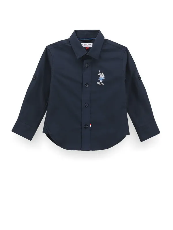 U S POLO ASSN navy plain cotton full sleeve shirt