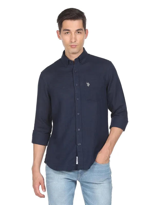 U S POLO ASSN navy plain shirt