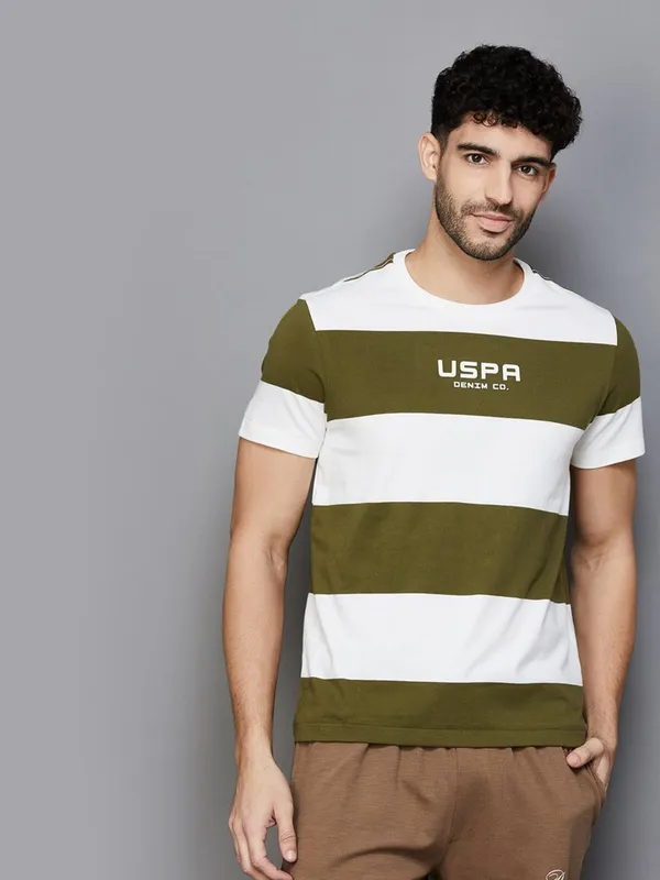 U S POLO ASSN olive green round neck t-shirt