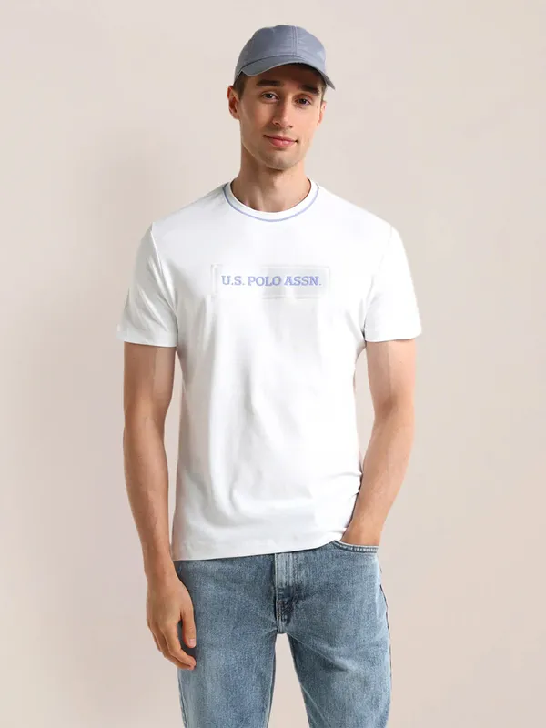 U S POLO ASSN plain white cotton slim fit t-shirt