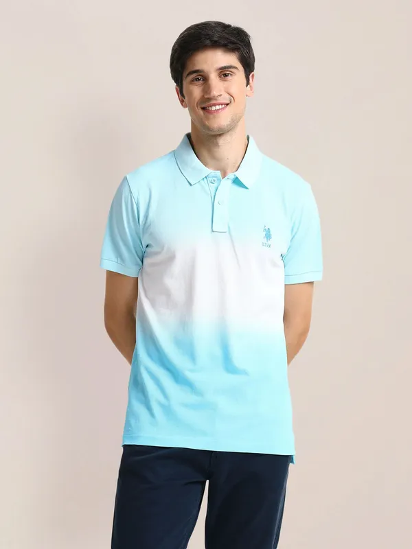 U S POLO ASSN sky blue ombre style t-shirt