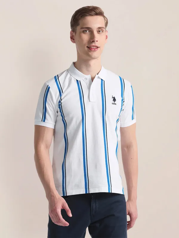 U S POLO ASSN white cotton polo t-shirt