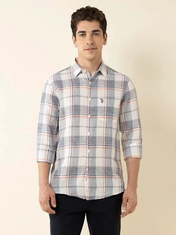 U S POLO flannel navy casual wear shirt for men
