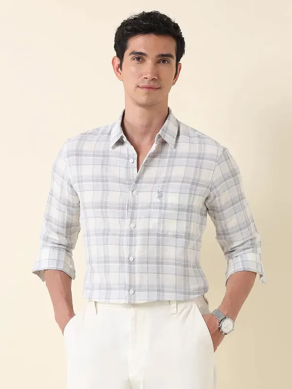 U S POLO grey checkered casual wear mens shirt