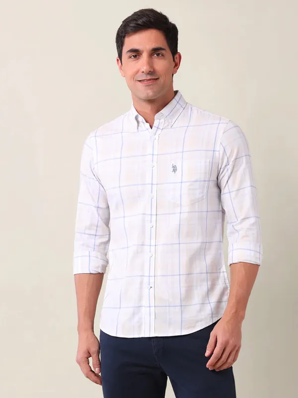U S POLO sky blue casual wear mens shirt