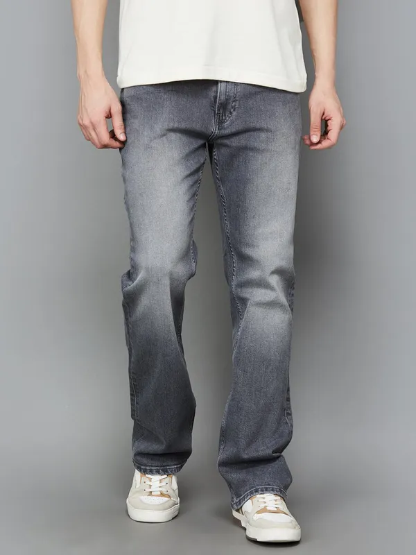 U S POLO washed grey bootcut fit denim jeans