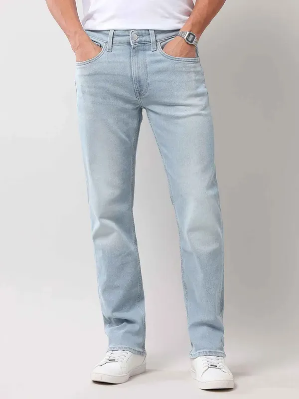 U S POLO washed light blue mens straight fit denim