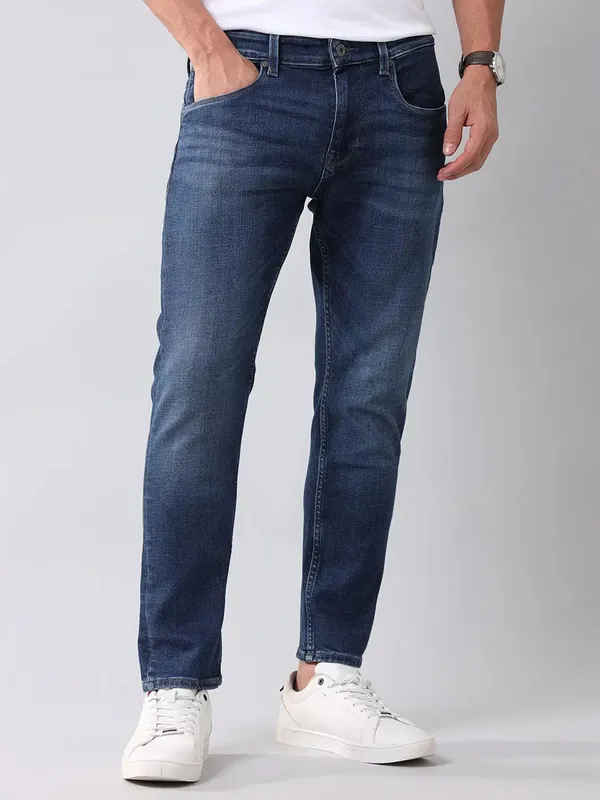 U S POLO washed navy slim fit denim jeans for men