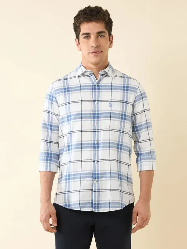 U S POLO white flannel casual wear shirt for men