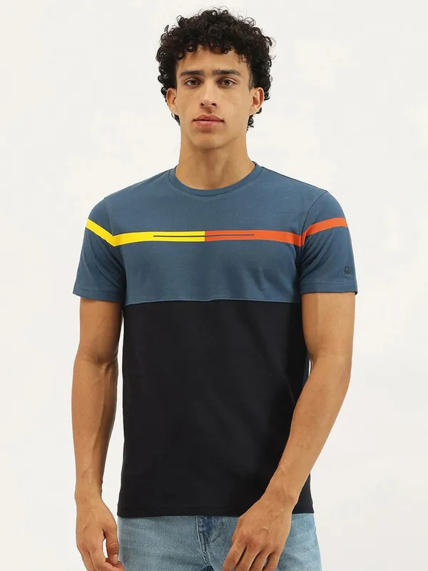 UCB black and teal blue round neck t-shirt