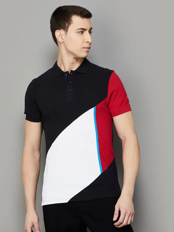 UCB black colorblock polo t-shirt