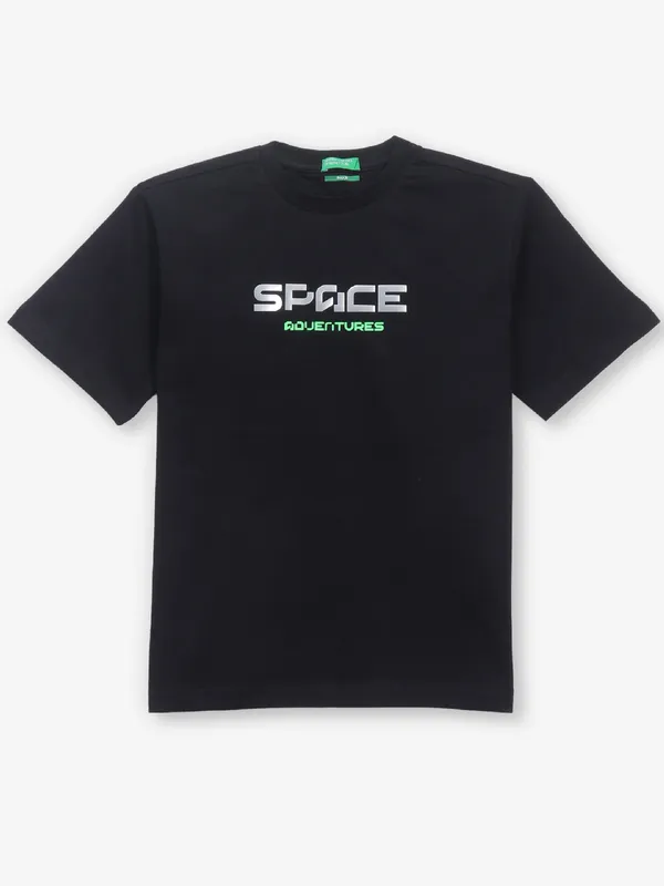 UCB black cotton half sleeve t-shirt for boys