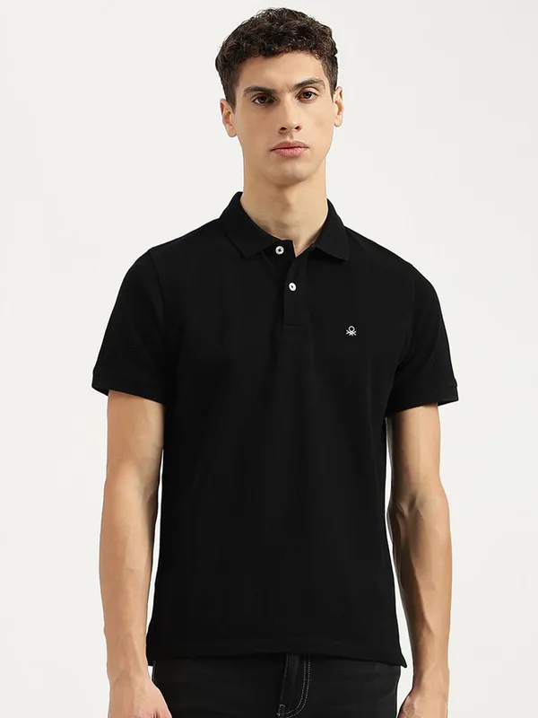 UCB black cotton half slleve polo t-shirt