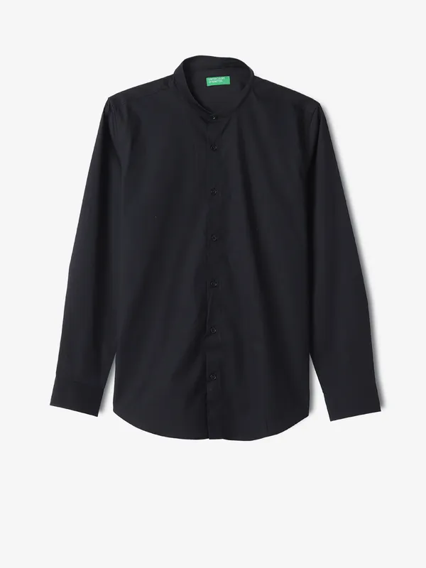 UCB black cotton plain shirt
